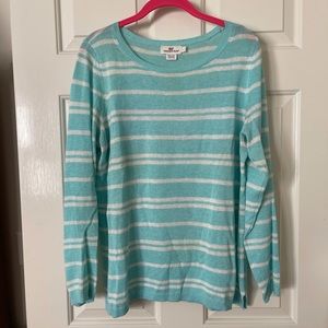 Vineyard Vines aqua white stripe linen sweater L